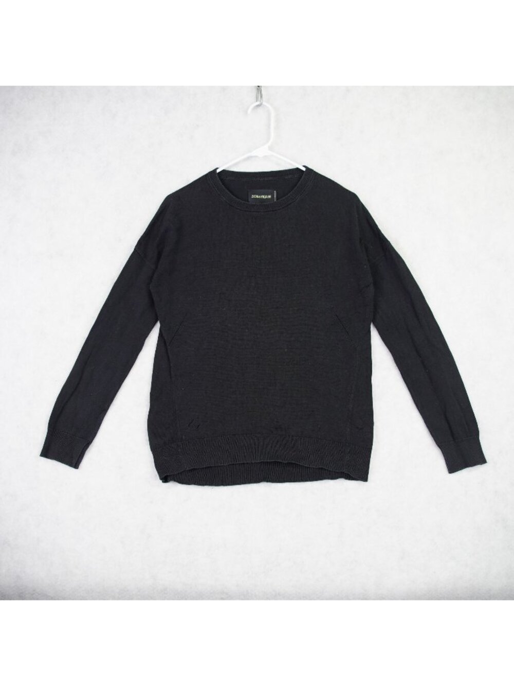 Zadig & Voltaire Cici Sweater Womens Sz Medium Black Gray Stars On elbow Cotton